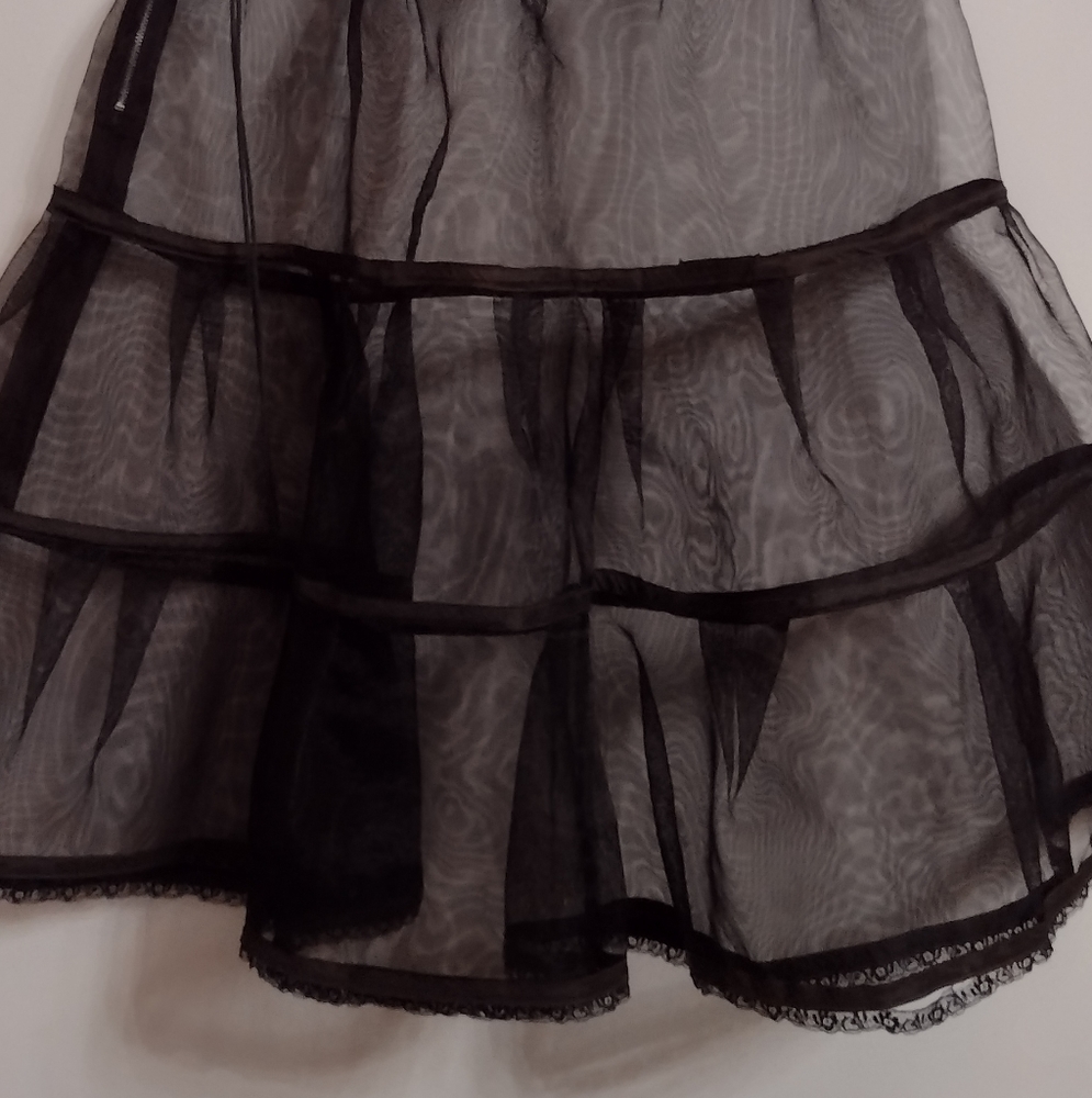 Vintage 50s Stiff Black Tulle Lace ANNE FOGARTY by Gracette Crinoline Dress Slip - Picture 6 of 9